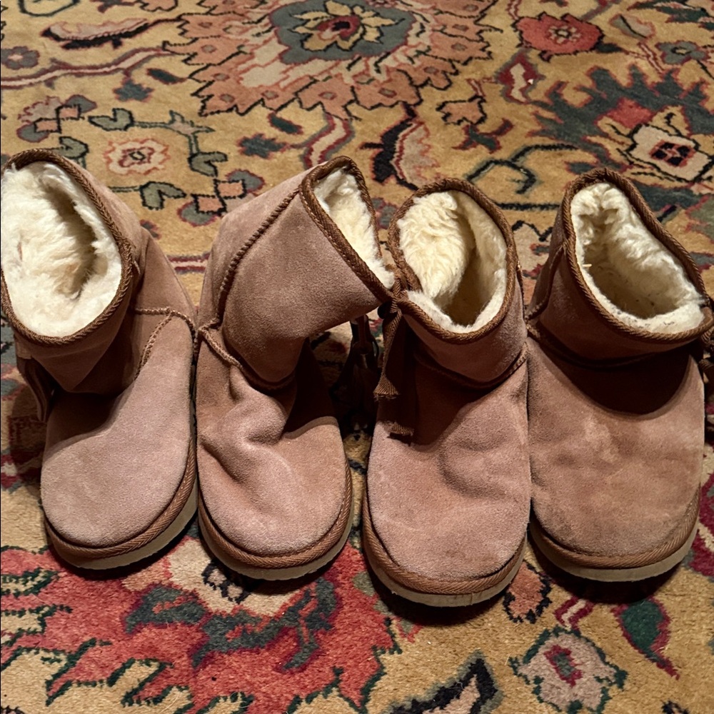 Plush Lined Winter Ankle Boots - Brown short & tall set both 8